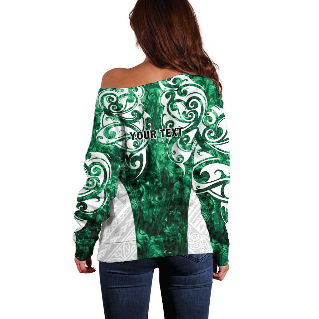 Queensland Maori Kiwi Personalised Off Shoulder Sweater Kikirangi Papua Shell Maori Tribal Tattoo LT9 - Polynesian Pride