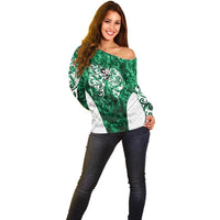 Queensland Maori Kiwi Personalised Off Shoulder Sweater Kikirangi Papua Shell Maori Tribal Tattoo LT9 - Polynesian Pride