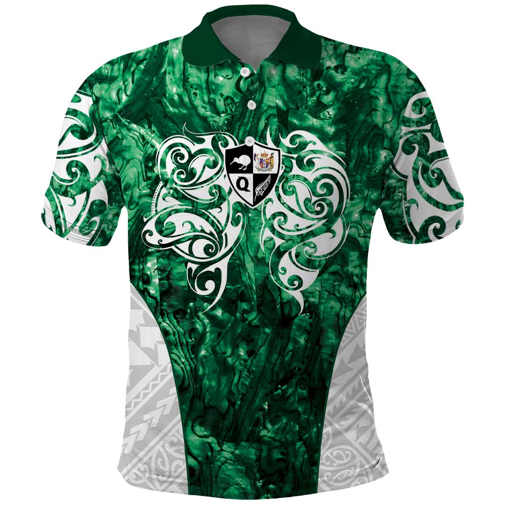 Queensland Maori Kiwi Personalised Polo Shirt Kikirangi Papua Shell Maori Tribal Tattoo LT9 Green - Polynesian Pride