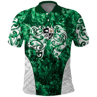 Queensland Maori Kiwi Personalised Polo Shirt Kikirangi Papua Shell Maori Tribal Tattoo LT9 Green - Polynesian Pride