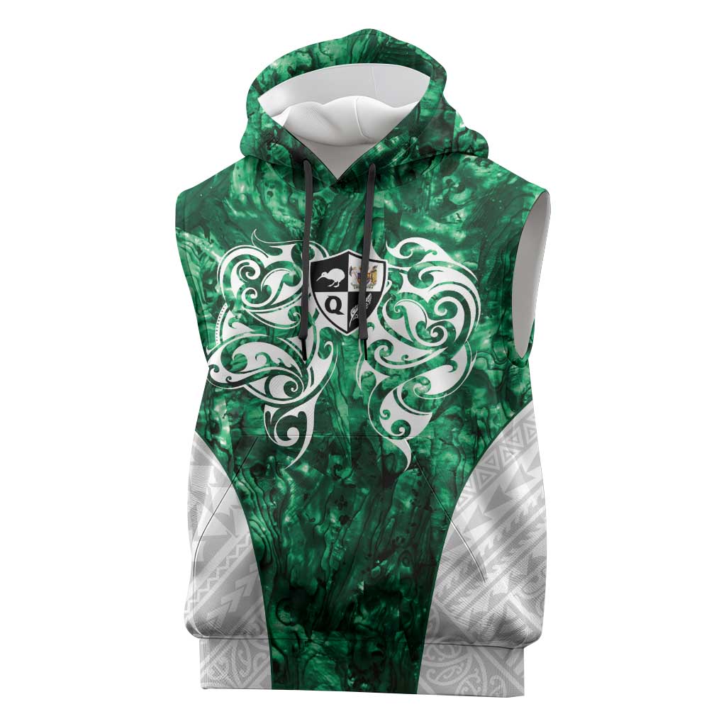 Queensland Maori Kiwi Personalised Sleeveless Hoodie Kikirangi Papua Shell Maori Tribal Tattoo LT9 Green - Polynesian Pride