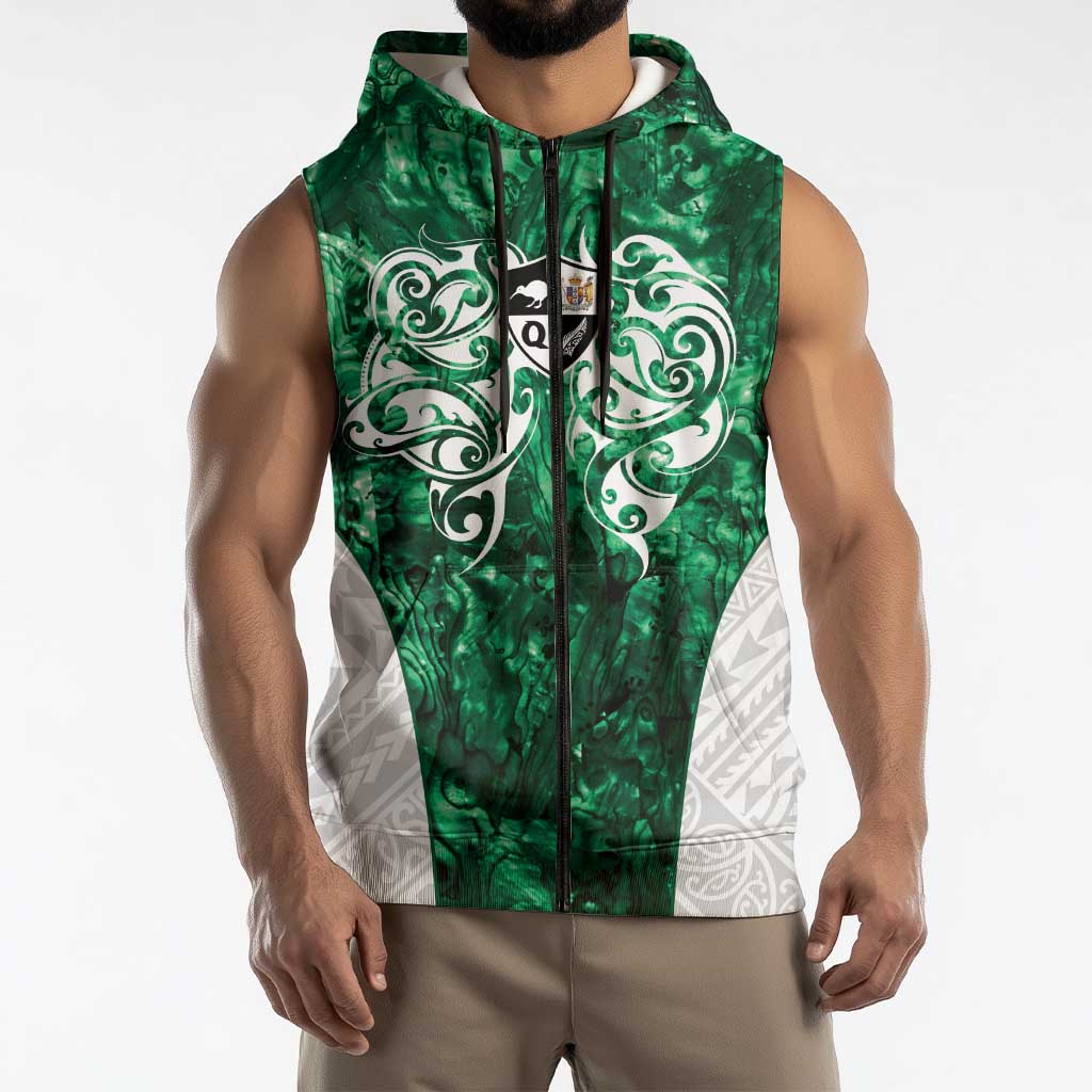 Queensland Maori Kiwi Personalised Sleeveless Zip Hoodie Kikirangi Papua Shell Maori Tribal Tattoo LT9 - Polynesian Pride