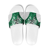 Queensland Maori Kiwi Personalised Slide Sandals Kikirangi Papua Shell Maori Tribal Tattoo LT9 Green - Polynesian Pride
