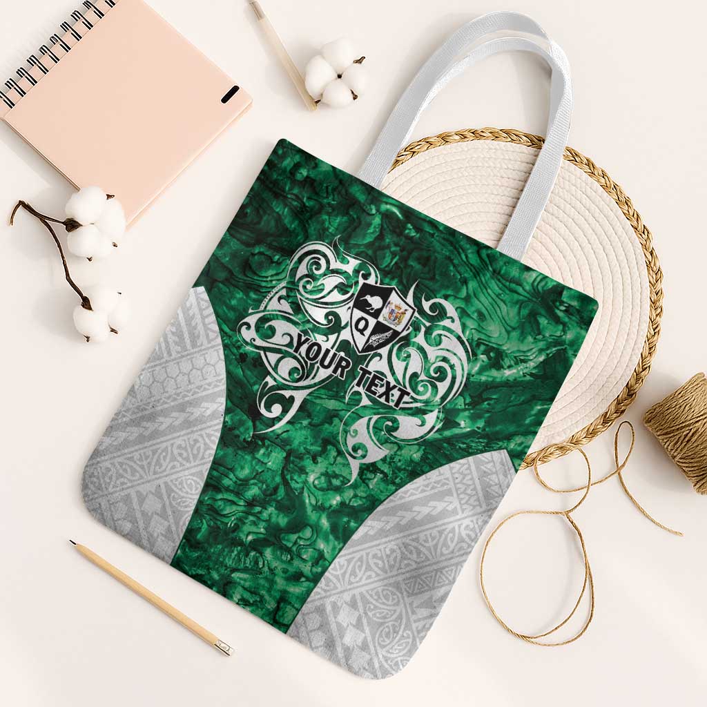 Queensland Maori Kiwi Personalised Tote Bag Kikirangi Papua Shell Maori Tribal Tattoo LT9 White Strap One Size Green - Polynesian Pride