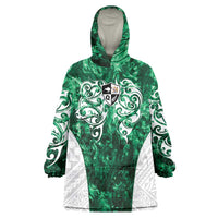 Queensland Maori Kiwi Personalised Wearable Blanket Hoodie Kikirangi Papua Shell Maori Tribal Tattoo LT9 One Size Green - Polynesian Pride