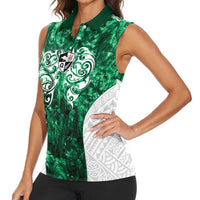 Queensland Maori Kiwi Personalised Women Sleeveless Polo Shirt Kikirangi Papua Shell Maori Tribal Tattoo LT9 - Polynesian Pride