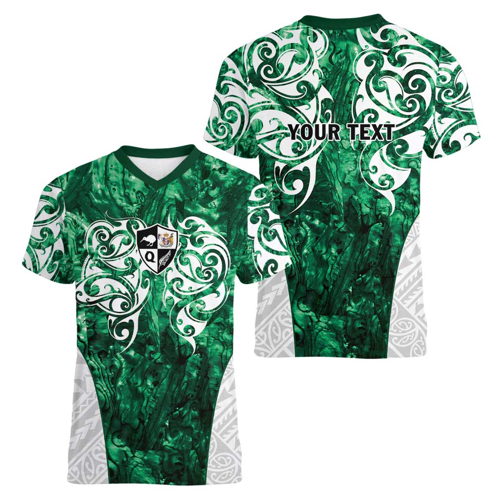 Queensland Maori Kiwi Personalised Women V-Neck T-Shirt Kikirangi Papua Shell Maori Tribal Tattoo LT9 - Polynesian Pride