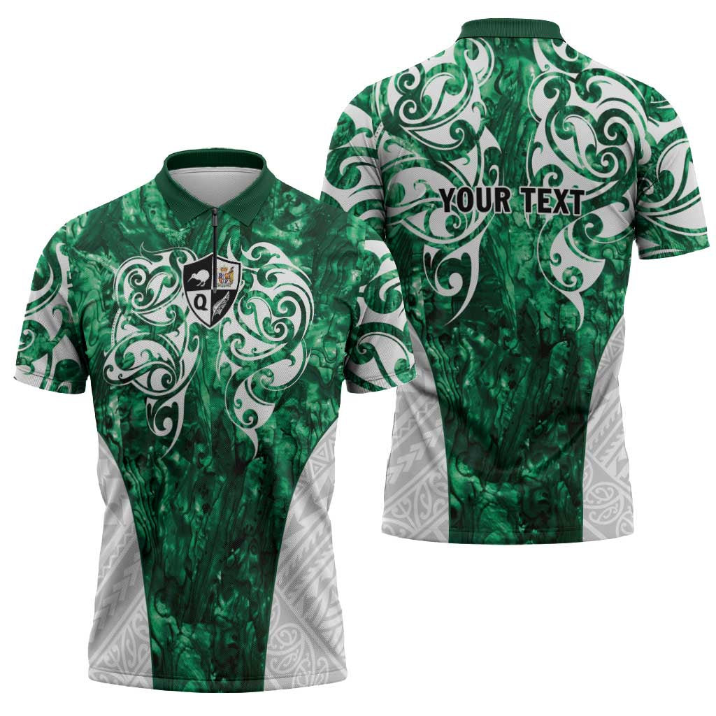 Queensland Maori Kiwi Personalised Zipper Polo Shirt Kikirangi Papua Shell Maori Tribal Tattoo LT9 - Polynesian Pride
