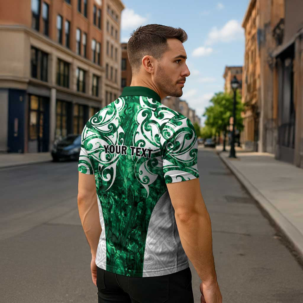 Queensland Maori Kiwi Personalised Zipper Polo Shirt Kikirangi Papua Shell Maori Tribal Tattoo LT9 - Polynesian Pride