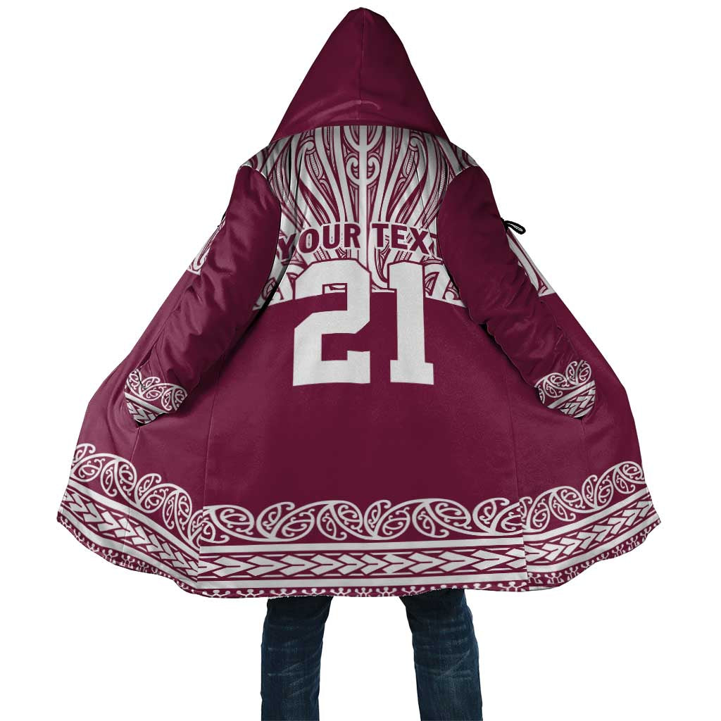 Queensland Maori Nga Hau E Wha Custom Cloak Polynesian Maori Tribal Pattern LT9 Unisex Maroon - Polynesian Pride