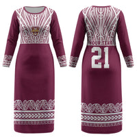 Queensland Maori Nga Hau E Wha Custom Couples Matching Long Sleeve Bodycon Dress and Hawaiian Shirt Polynesian Maori Tribal Pattern LT9