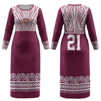 Queensland Maori Nga Hau E Wha Custom Couples Matching Long Sleeve Bodycon Dress and Long Sleeve Button Shirt Polynesian Maori Tribal Pattern LT9