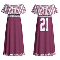 Queensland Maori Nga Hau E Wha Custom Couples Matching Off Shoulder Maxi Dress and Long Sleeve Button Shirt Polynesian Maori Tribal Pattern LT9