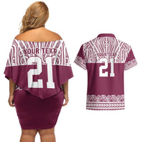 Queensland Maori Nga Hau E Wha Custom Couples Matching Off Shoulder Short Dress and Hawaiian Shirt Polynesian Maori Tribal Pattern LT9 - Polynesian Pride