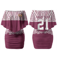 Queensland Maori Nga Hau E Wha Custom Couples Matching Off Shoulder Short Dress and Long Sleeve Button Shirt Polynesian Maori Tribal Pattern LT9