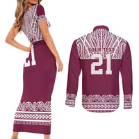Queensland Maori Nga Hau E Wha Custom Couples Matching Short Sleeve Bodycon Dress and Long Sleeve Button Shirt Polynesian Maori Tribal Pattern LT9 - Polynesian Pride