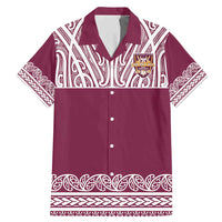 Queensland Maori Nga Hau E Wha Custom Family Matching Mermaid Dress and Hawaiian Shirt Polynesian Maori Tribal Pattern LT9 Dad's Shirt - Short Sleeve Maroon - Polynesian Pride