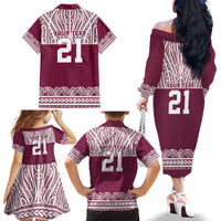 Queensland Maori Nga Hau E Wha Custom Family Matching Off The Shoulder Long Sleeve Dress and Hawaiian Shirt Polynesian Maori Tribal Pattern LT9 - Polynesian Pride