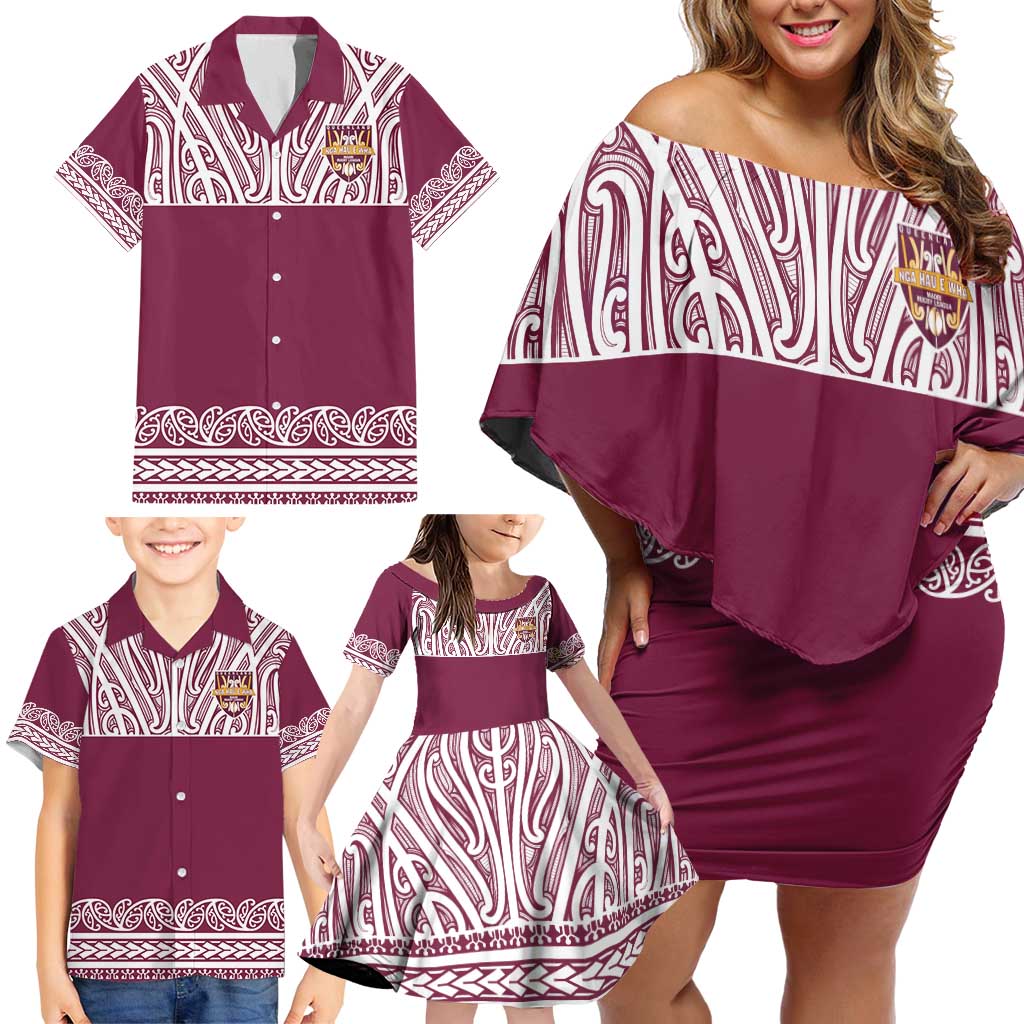 Queensland Maori Nga Hau E Wha Custom Family Matching Off Shoulder Short Dress and Hawaiian Shirt Polynesian Maori Tribal Pattern LT9 - Polynesian Pride
