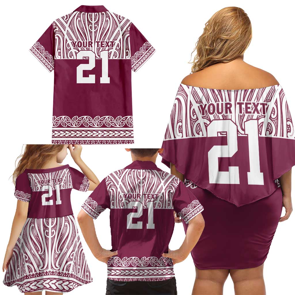 Queensland Maori Nga Hau E Wha Custom Family Matching Off Shoulder Short Dress and Hawaiian Shirt Polynesian Maori Tribal Pattern LT9 - Polynesian Pride