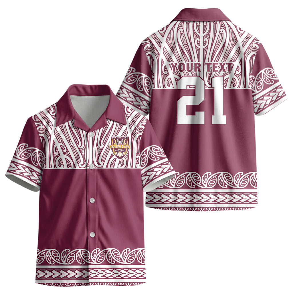 Queensland Maori Nga Hau E Wha Custom Kid Hawaiian Shirt Polynesian Maori Tribal Pattern LT9