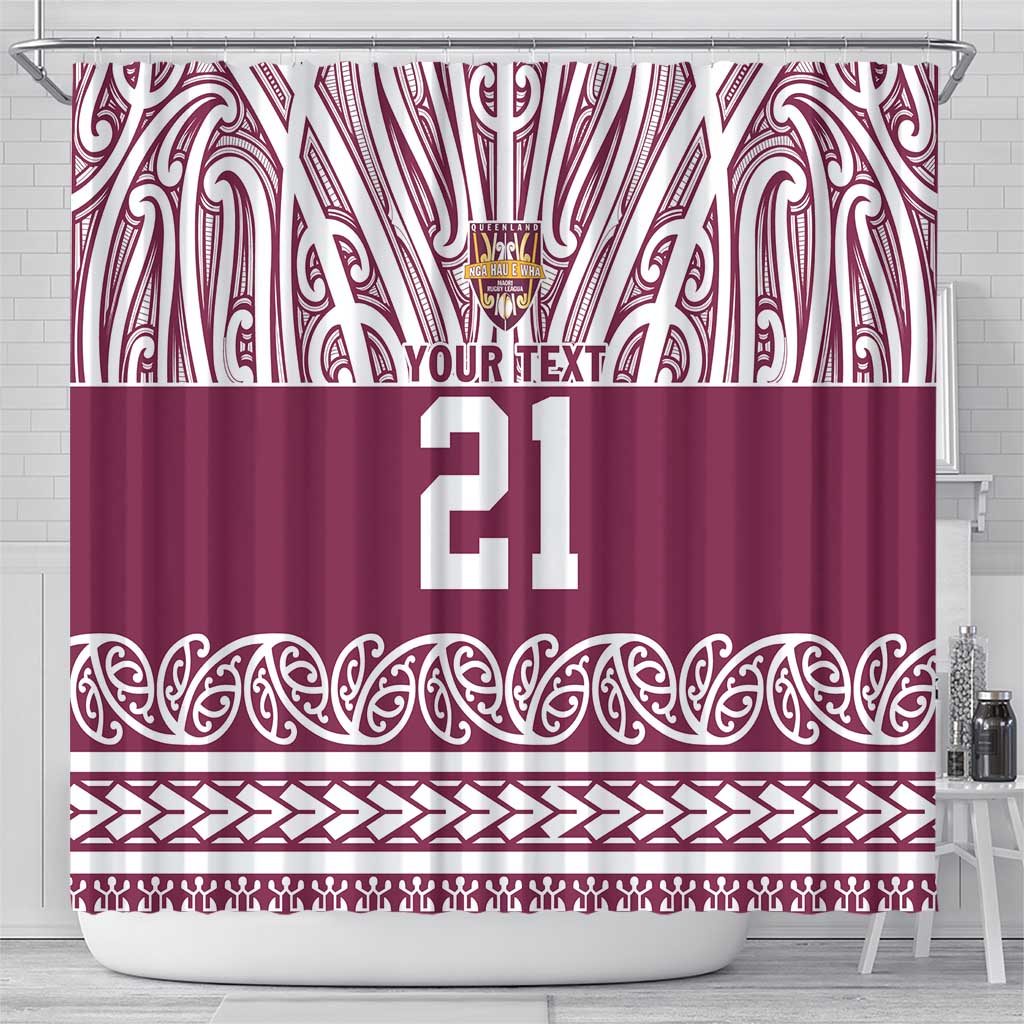 Queensland Maori Nga Hau E Wha Custom Shower Curtain Polynesian Maori Tribal Pattern