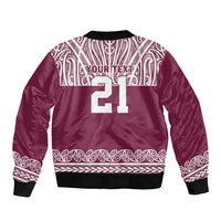 Queensland Maori Nga Hau E Wha Custom Sleeve Zip Bomber Jacket Polynesian Maori Tribal Pattern