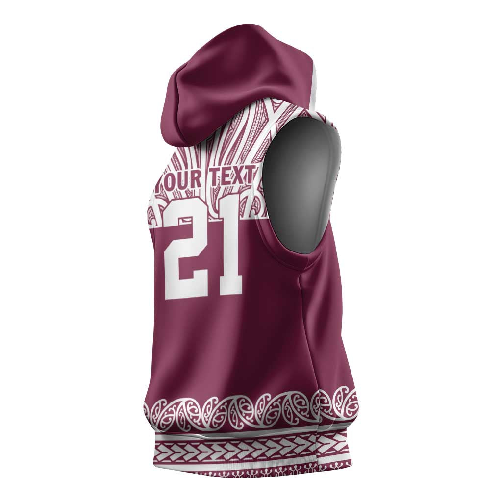 Queensland Maori Nga Hau E Wha Custom Sleeveless Hoodie Polynesian Maori Tribal Pattern - Polynesian Pride