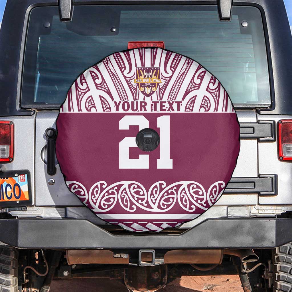 Queensland Maori Nga Hau E Wha Custom Spare Tire Cover Polynesian Maori Tribal Pattern
