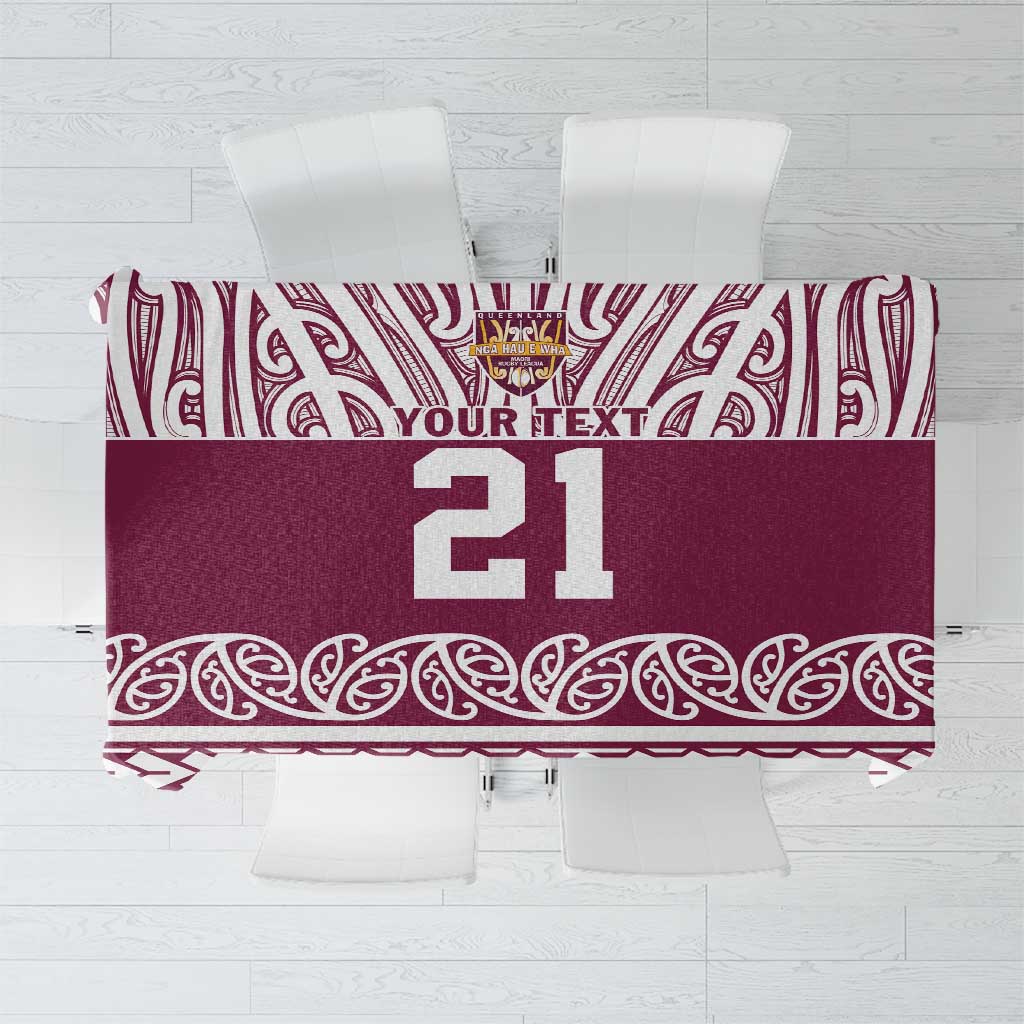 Queensland Maori Nga Hau E Wha Custom Tablecloth Polynesian Maori Tribal Pattern