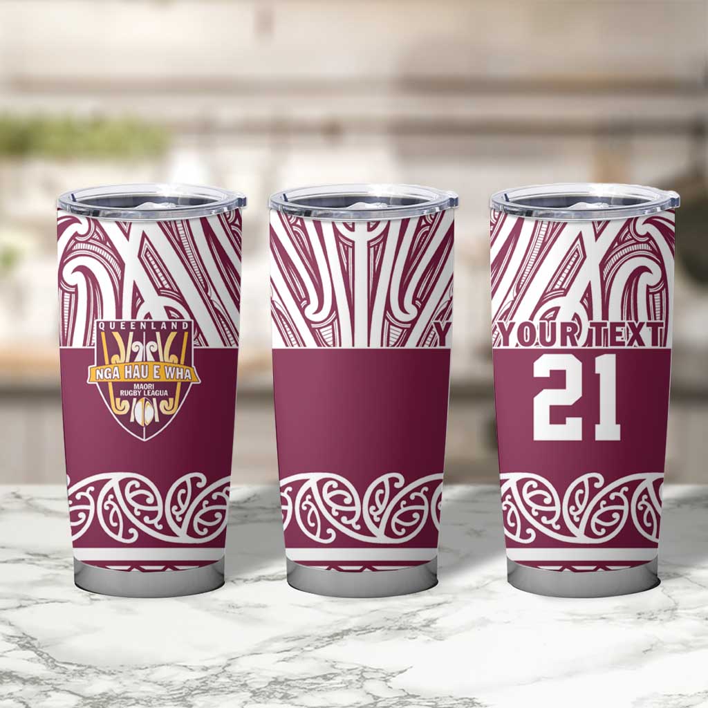 Queensland Maori Nga Hau E Wha Custom Tumbler Cup Polynesian Maori Tribal Pattern
