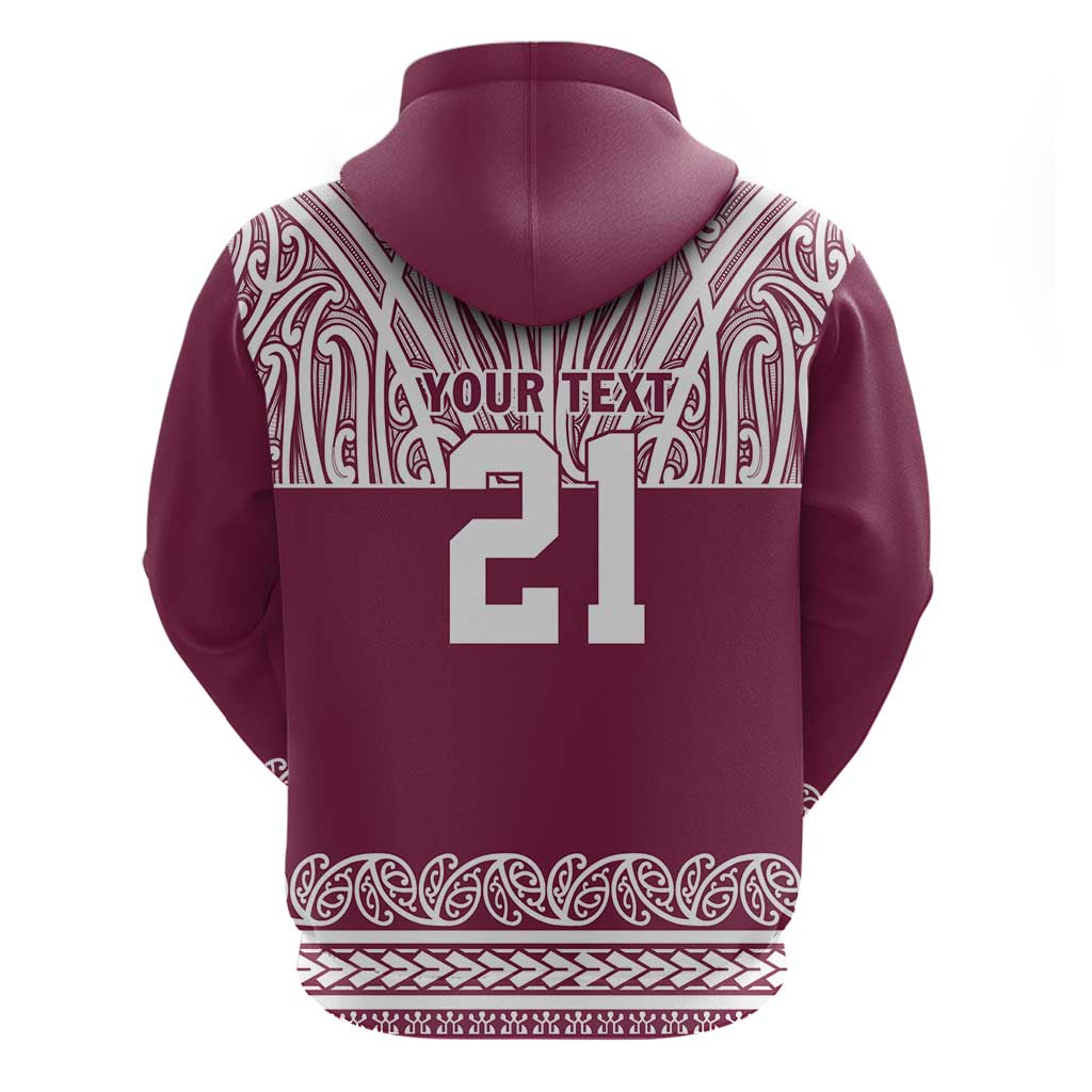 Queensland Maori Nga Hau E Wha Custom Zip Hoodie Polynesian Maori Tribal Pattern