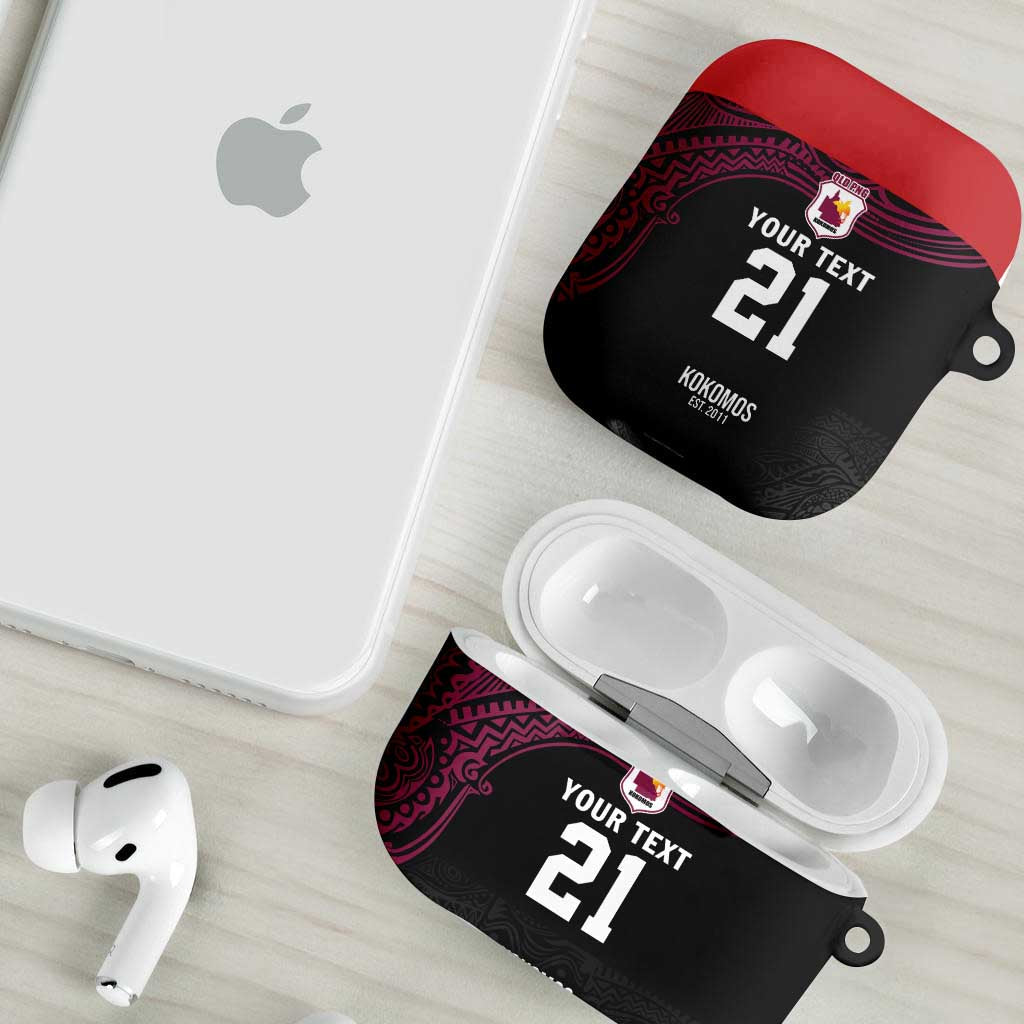 Queensland Papua New Guinea Custom AirPods Case All Black Pacific PNG Tribal Style LT9 - Polynesian Pride