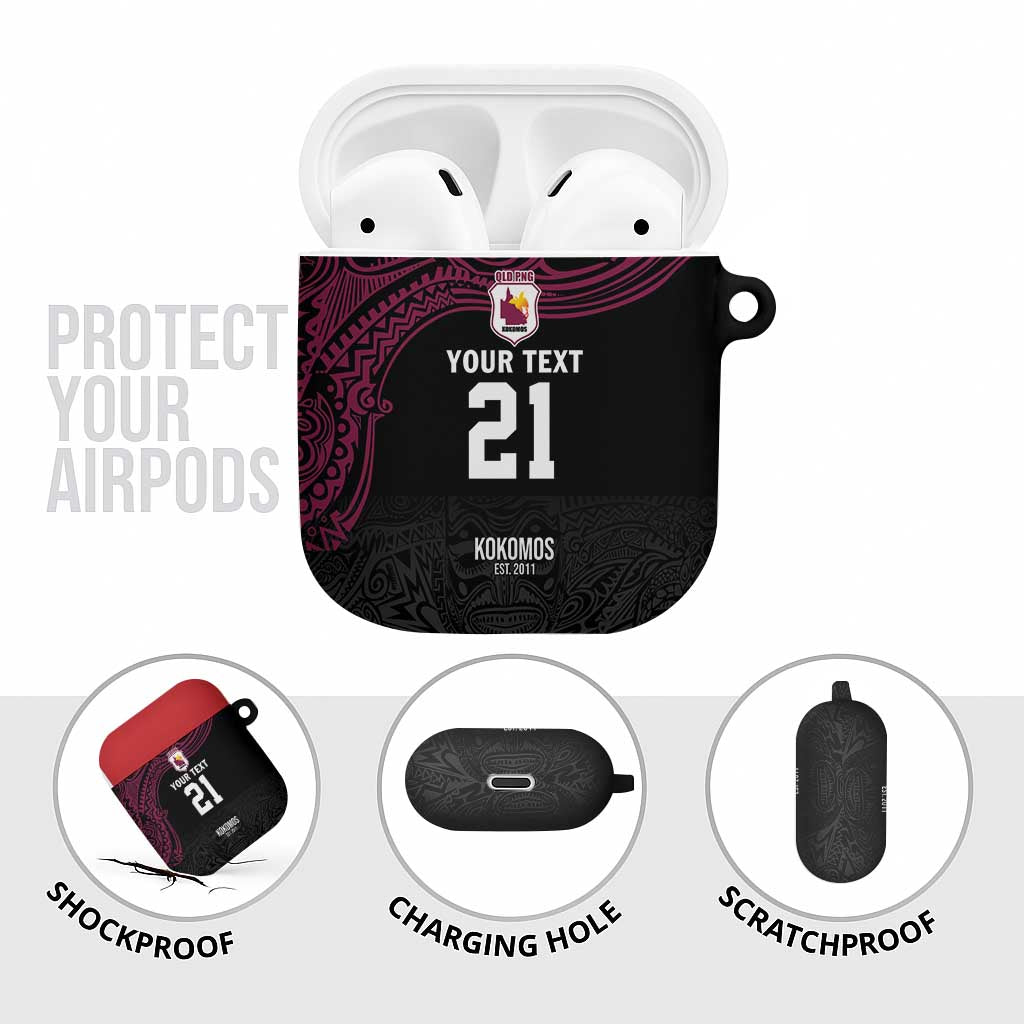 Queensland Papua New Guinea Custom AirPods Case All Black Pacific PNG Tribal Style LT9 - Polynesian Pride