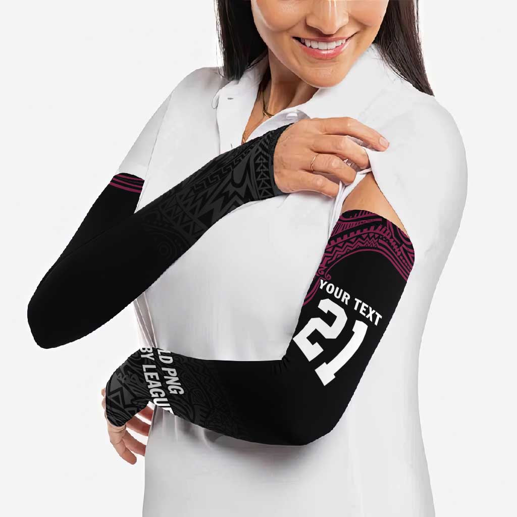 Queensland Papua New Guinea Custom Arm Sleeves All Black Pacific PNG Tribal Style LT9 - Polynesian Pride