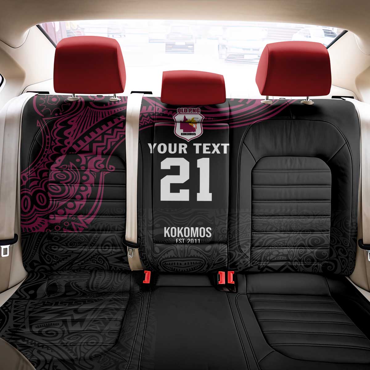 Queensland Papua New Guinea Custom Back Car Seat Cover All Black Pacific PNG Tribal Style LT9 - Polynesian Pride