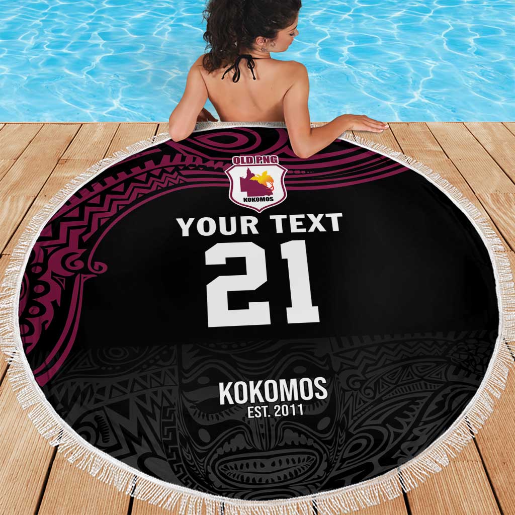 Queensland Papua New Guinea Custom Beach Blanket All Black Pacific PNG Tribal Style