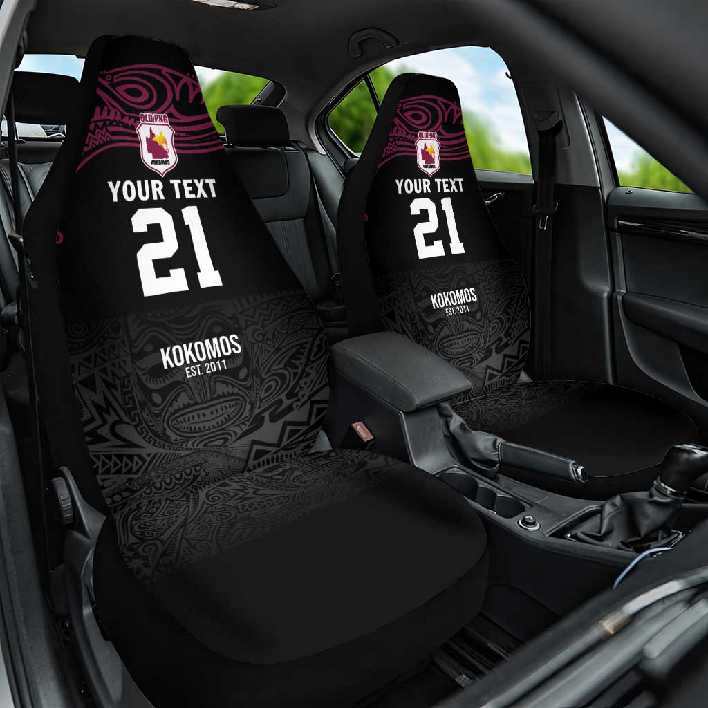 Queensland Papua New Guinea Custom Car Seat Cover All Black Pacific PNG Tribal Style LT9 One Size Black - Polynesian Pride
