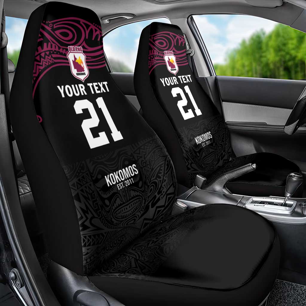 Queensland Papua New Guinea Custom Car Seat Cover All Black Pacific PNG Tribal Style LT9 - Polynesian Pride