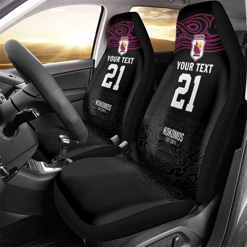 Queensland Papua New Guinea Custom Car Seat Cover All Black Pacific PNG Tribal Style LT9 - Polynesian Pride