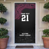 Queensland Papua New Guinea Custom Door Cover All Black Pacific PNG Tribal Style LT9 Black - Polynesian Pride