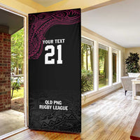 Queensland Papua New Guinea Custom Door Cover All Black Pacific PNG Tribal Style LT9 - Polynesian Pride