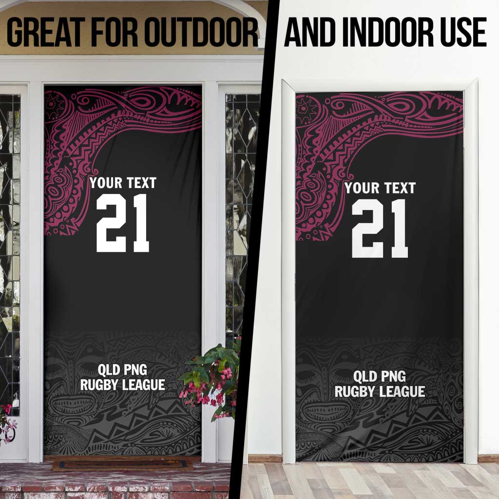 Queensland Papua New Guinea Custom Door Cover All Black Pacific PNG Tribal Style LT9 - Polynesian Pride