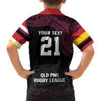 Queensland Papua New Guinea Custom Family Matching Short Sleeve Bodycon Dress and Hawaiian Shirt All Black Pacific PNG Tribal Style LT9 - Polynesian Pride