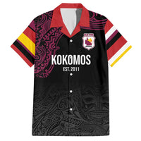 Queensland Papua New Guinea Custom Family Matching Short Sleeve Bodycon Dress and Hawaiian Shirt All Black Pacific PNG Tribal Style LT9 Dad's Shirt - Short Sleeve Black - Polynesian Pride