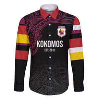 Queensland Papua New Guinea Custom Family Matching Short Sleeve Bodycon Dress and Hawaiian Shirt All Black Pacific PNG Tribal Style LT9 Dad's Shirt - Long Sleeve Black - Polynesian Pride