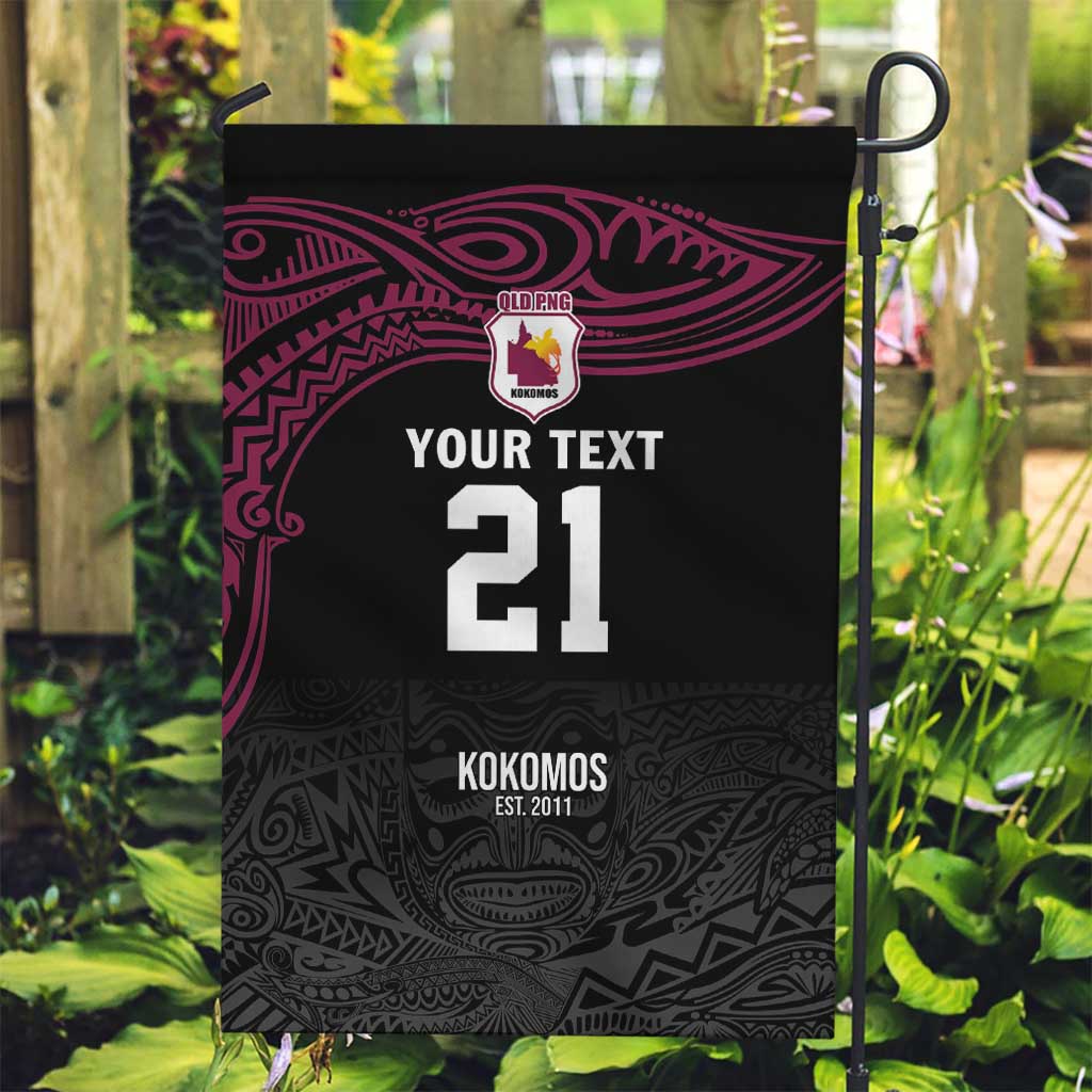 Queensland Papua New Guinea Custom Garden Flag All Black Pacific PNG Tribal Style LT9 Garden Flag Black - Polynesian Pride