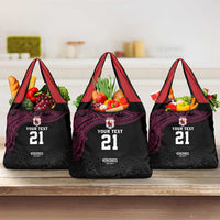 Queensland Papua New Guinea Custom Grocery Bag All Black Pacific PNG Tribal Style LT9 3-pack One Size Black - Polynesian Pride