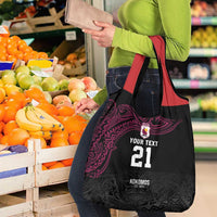Queensland Papua New Guinea Custom Grocery Bag All Black Pacific PNG Tribal Style LT9 - Polynesian Pride