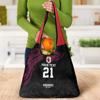 Queensland Papua New Guinea Custom Grocery Bag All Black Pacific PNG Tribal Style LT9 - Polynesian Pride